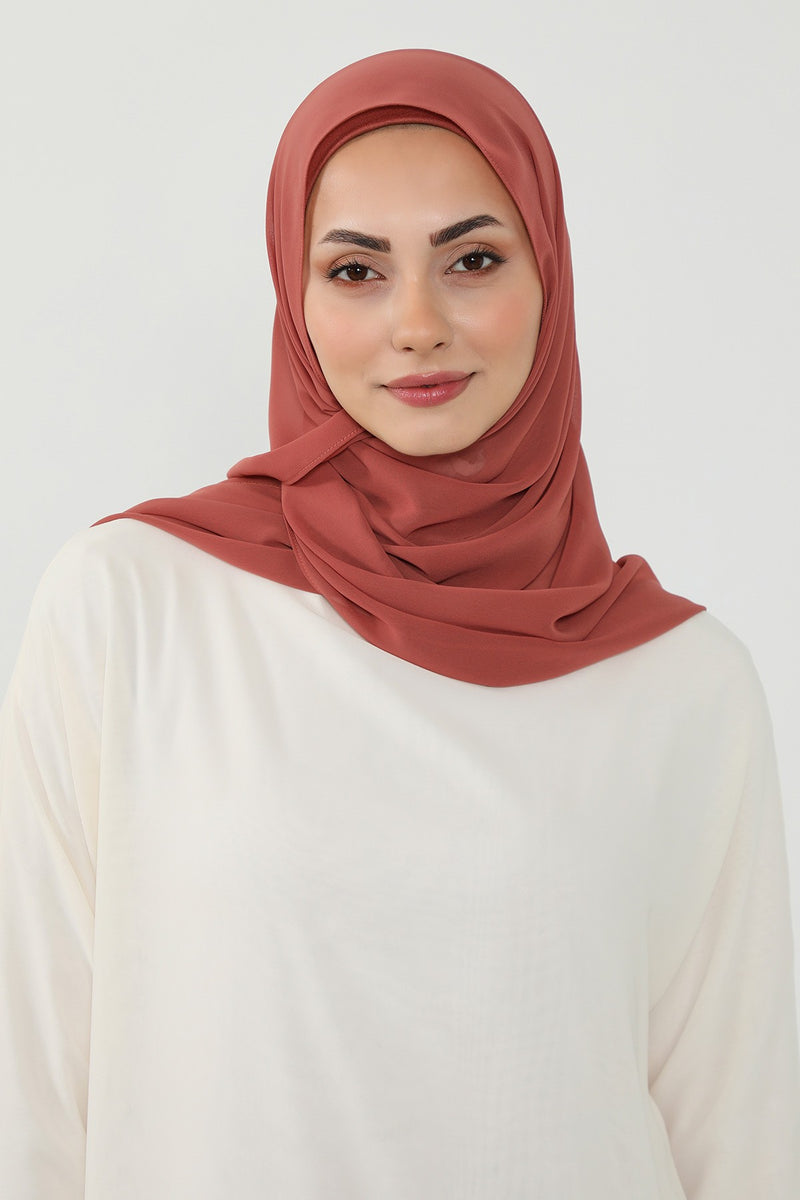 Ready to Wear One-Piece Chiffon Shawl Hijab with Built-In Cotton Undercap, Easy Modest Scarf for Women,PS-53