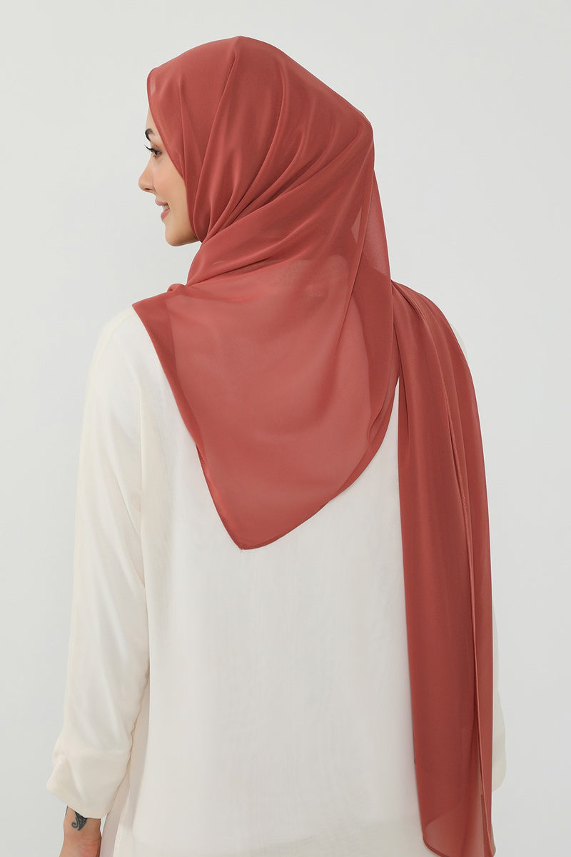 Ready to Wear One-Piece Chiffon Shawl Hijab with Built-In Cotton Undercap, Easy Modest Scarf for Women,PS-53