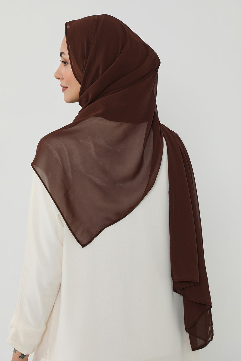Ready to Wear One-Piece Chiffon Shawl Hijab with Built-In Cotton Undercap, Easy Modest Scarf for Women,PS-53