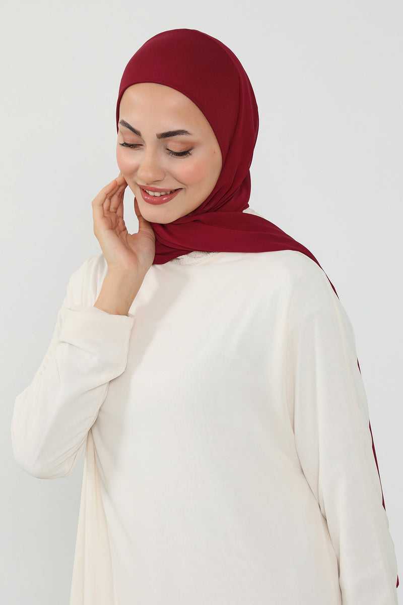 Ready to Wear One-Piece Chiffon Shawl Hijab with Built-In Cotton Undercap, Easy Modest Scarf for Women,PS-53