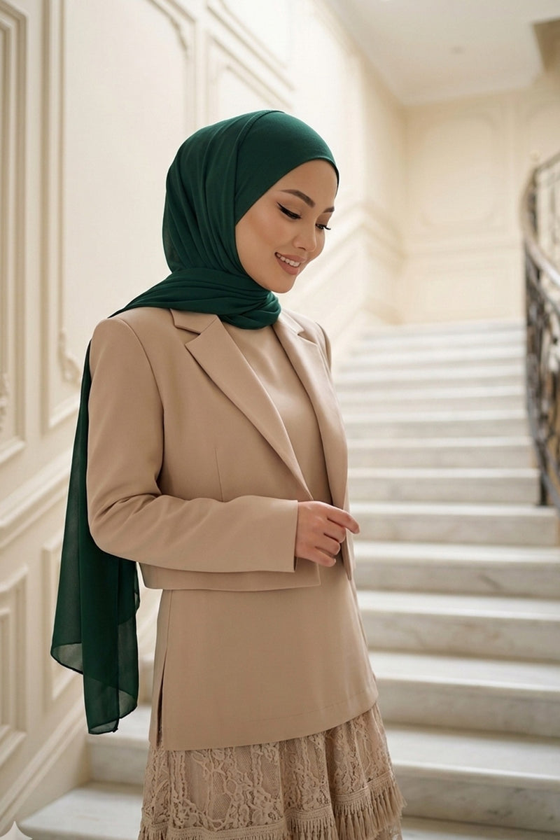 Ready to Wear One-Piece Chiffon Shawl Hijab with Built-In Cotton Undercap, Easy Modest Scarf for Women,PS-53
