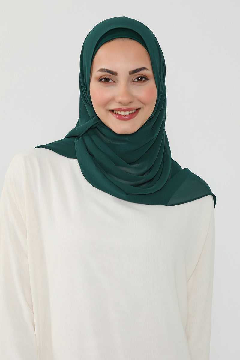 Ready to Wear One-Piece Chiffon Shawl Hijab with Built-In Cotton Undercap, Easy Modest Scarf for Women,PS-53