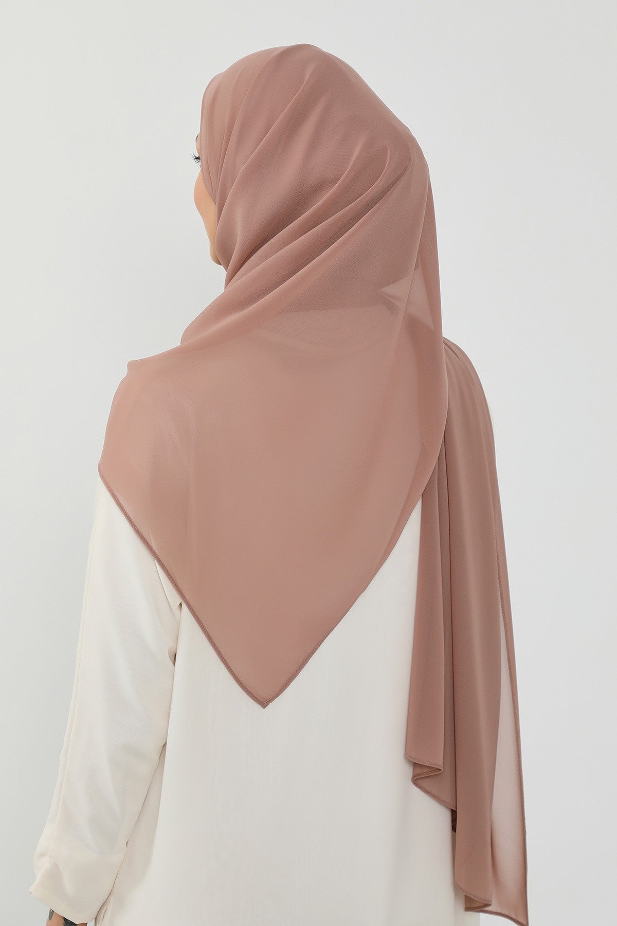 Ready to Wear One-Piece Chiffon Shawl Hijab with Built-In Cotton Undercap, Easy Modest Scarf for Women,PS-53 Dark Mink