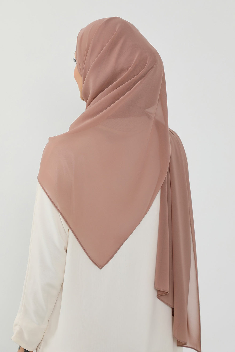 Ready to Wear One-Piece Chiffon Shawl Hijab with Built-In Cotton Undercap, Easy Modest Scarf for Women,PS-53 Dark Mink