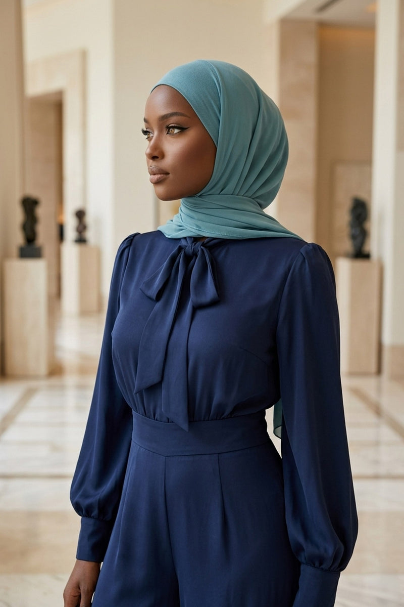 Ready to Wear One-Piece Chiffon Shawl Hijab with Built-In Cotton Undercap, Easy Modest Scarf for Women,PS-53