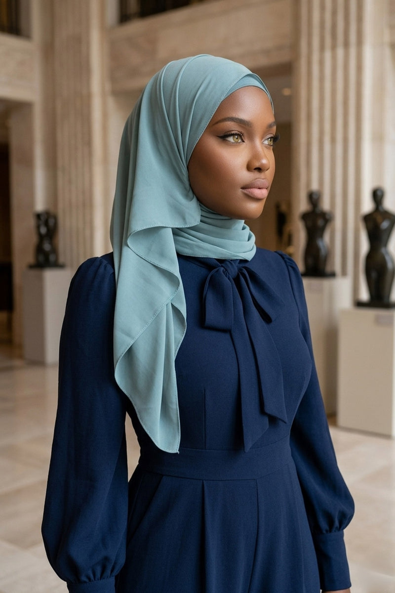 Ready to Wear One-Piece Chiffon Shawl Hijab with Built-In Cotton Undercap, Easy Modest Scarf for Women,PS-53