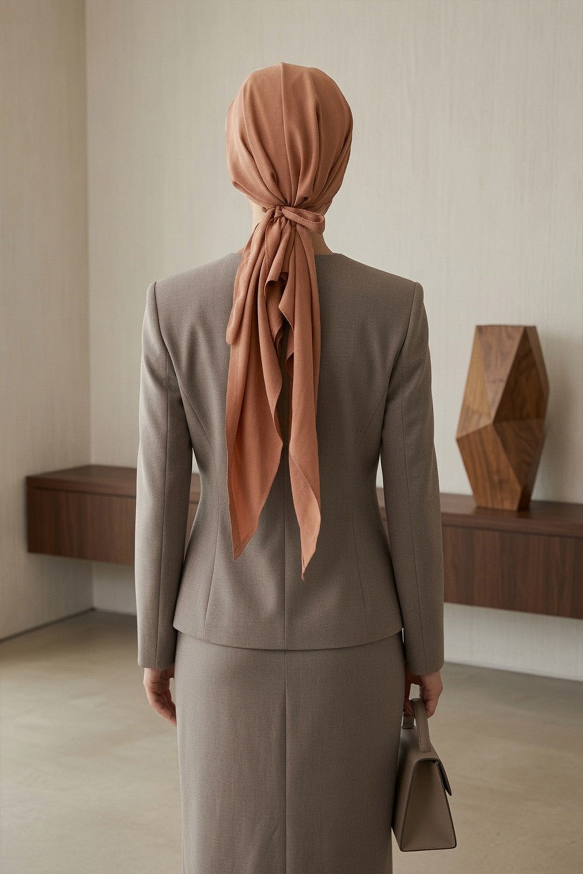 Ready-to-Wear Tie-Back Crepe Hijab Bonnet, Elegant Instant Modest Head Covering,B-101
