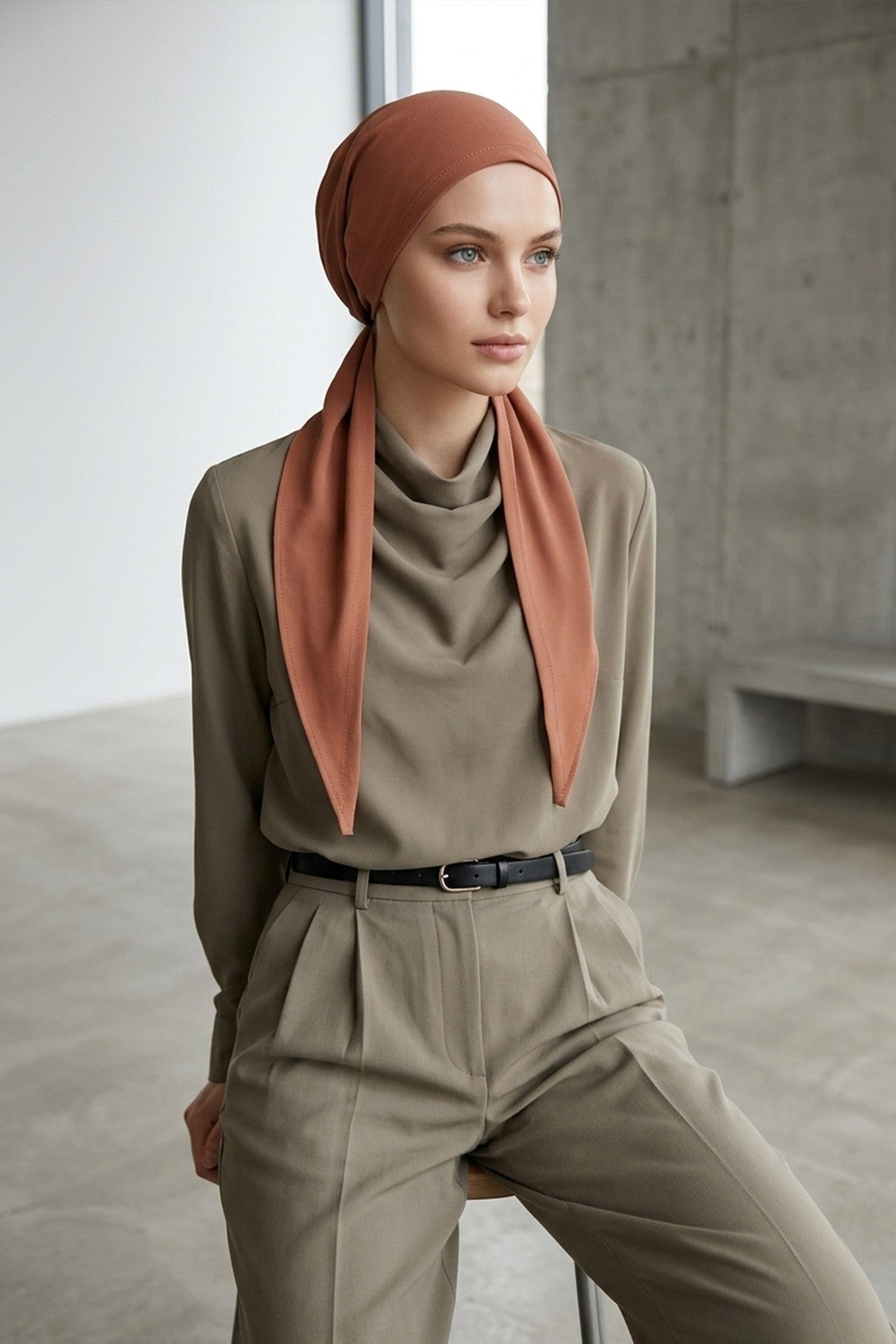 Ready-to-Wear Tie-Back Crepe Hijab Bonnet, Elegant Instant Modest Head Covering,B-101