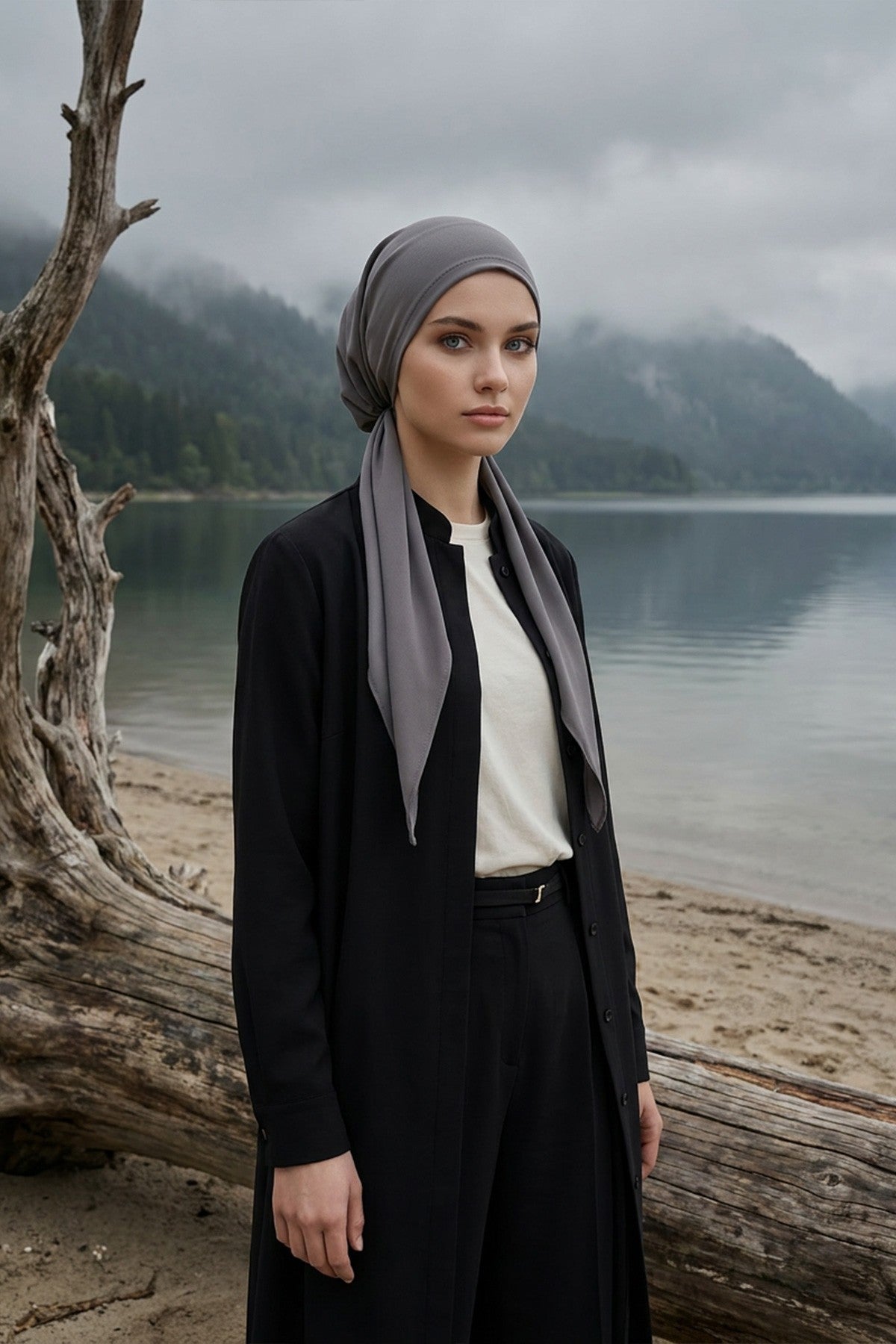 Ready-to-Wear Tie-Back Crepe Hijab Bonnet, Elegant Instant Modest Head Covering,B-101