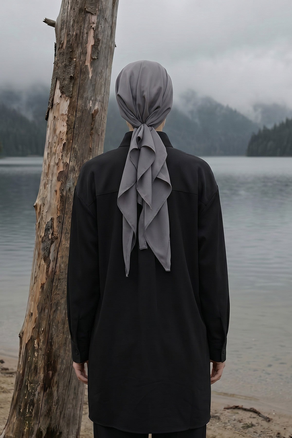 Ready-to-Wear Tie-Back Crepe Hijab Bonnet, Elegant Instant Modest Head Covering,B-101