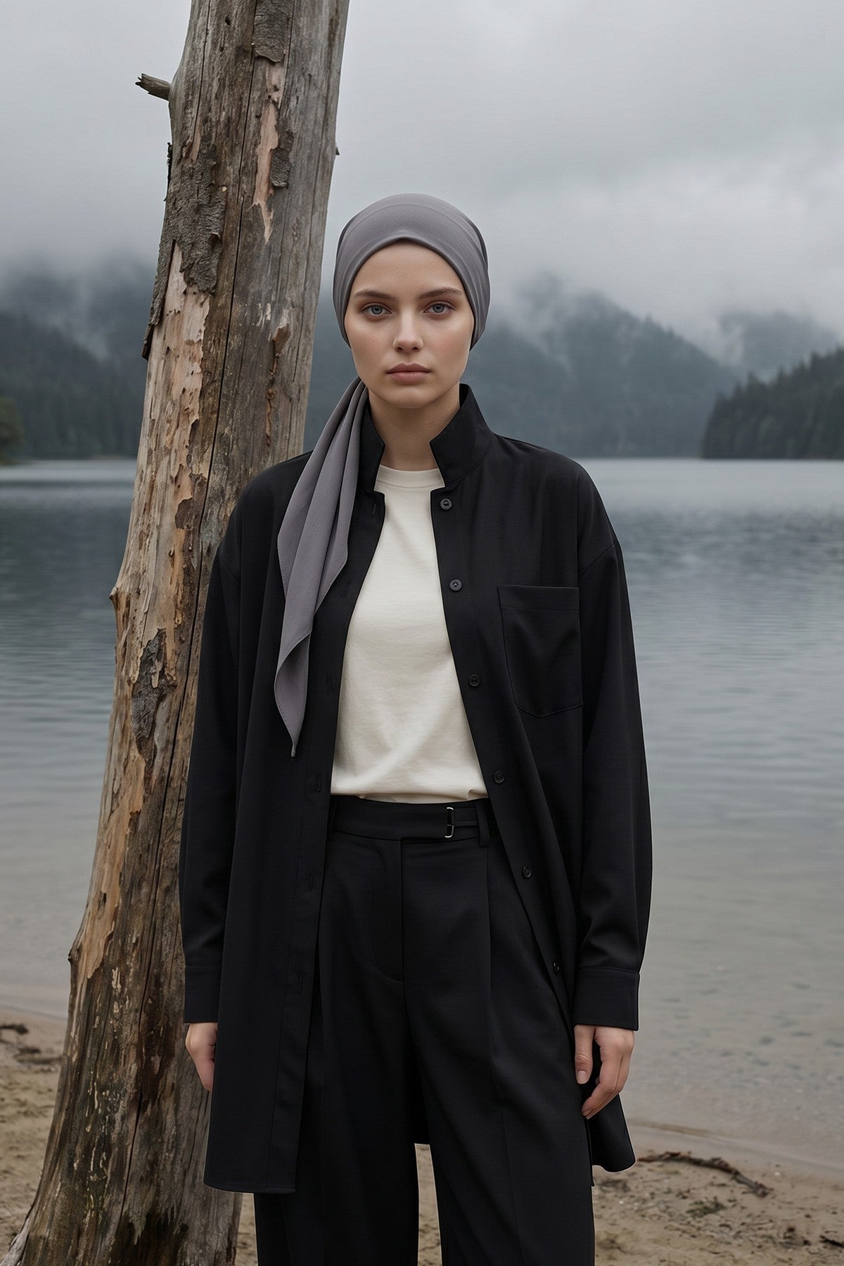 Ready-to-Wear Tie-Back Crepe Hijab Bonnet, Elegant Instant Modest Head Covering,B-101