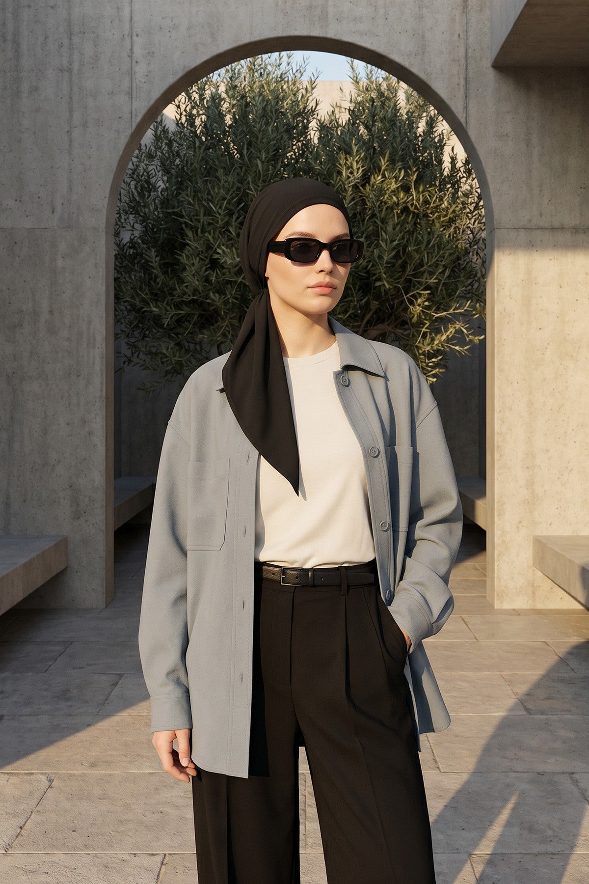 Ready-to-Wear Tie-Back Crepe Hijab Bonnet, Elegant Instant Modest Head Covering,B-101