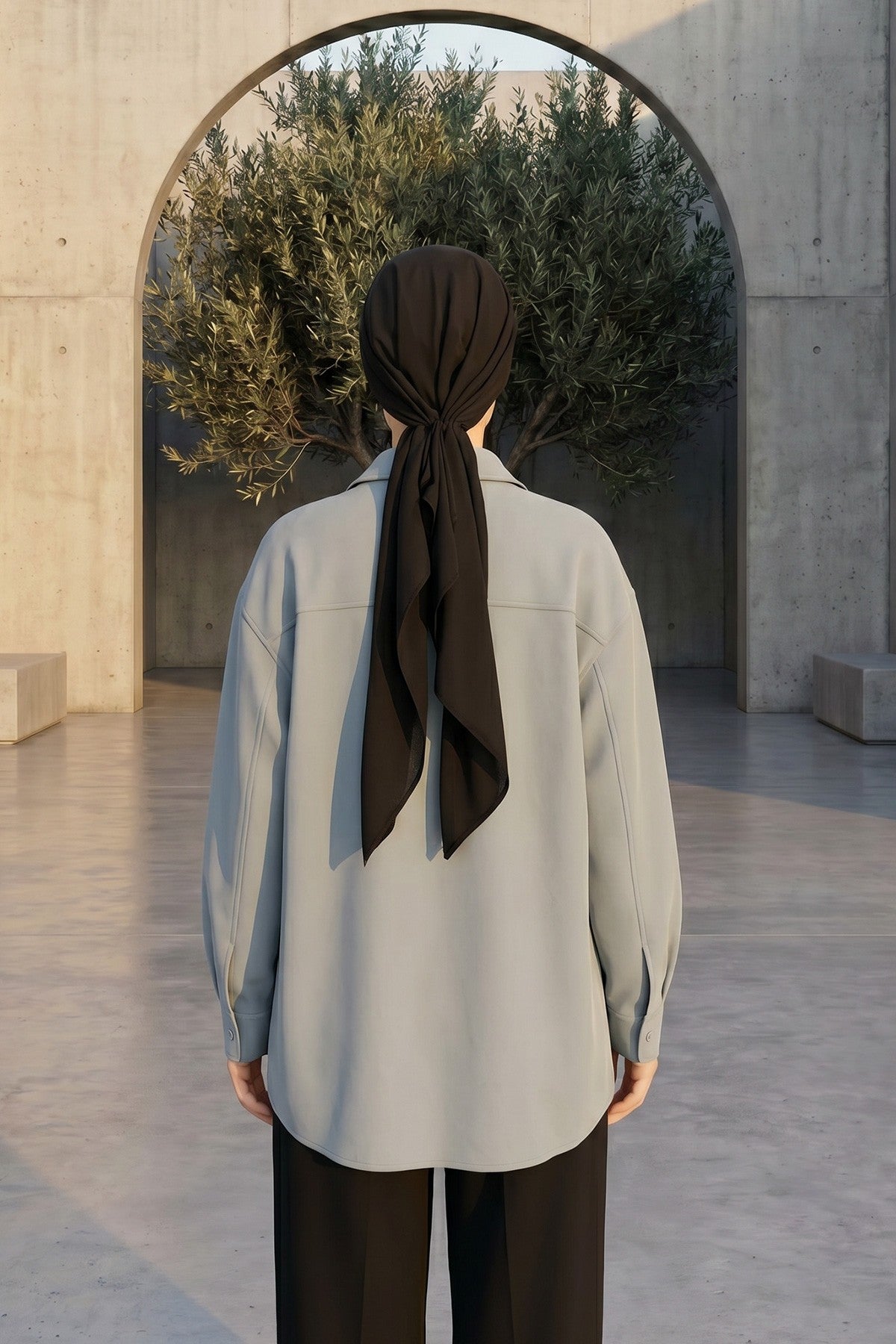 Ready-to-Wear Tie-Back Crepe Hijab Bonnet, Elegant Instant Modest Head Covering,B-101