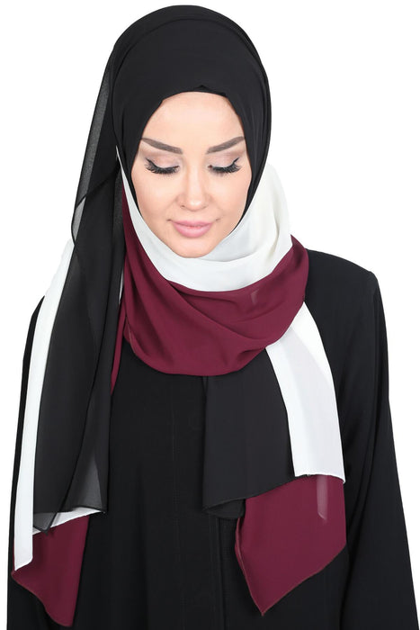 Rectangle Chiffon Shawl for Women Modesty Stylish Turban Cap Head Wrap,CTS-2