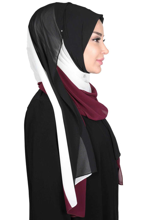 Rectangle Chiffon Shawl for Women Modesty Stylish Turban Cap Head Wrap,CTS-2