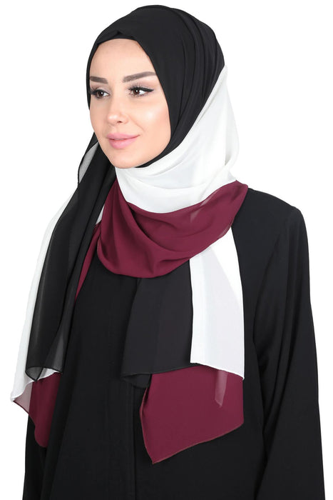 Rectangle Chiffon Shawl for Women Modesty Stylish Turban Cap Head Wrap,CTS-2