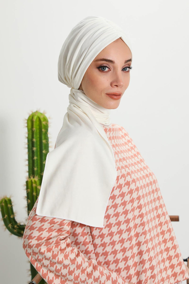 Seamless Winter Turban Bonnet with Integrated Scarf, Cozy Ribbed Headwrap for Women, Stylish Instant Turban Bonnet for Women,B-81RB