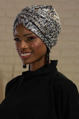 Contemporary Sequined Instant Turban for Women, Shiny and Comfortable Easy Wrap Turban Head Cover, High Quality Breathable Bonnet Cap,B-9PUL