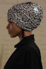 Contemporary Sequined Instant Turban for Women, Shiny and Comfortable Easy Wrap Turban Head Cover, High Quality Breathable Bonnet Cap,B-9PUL