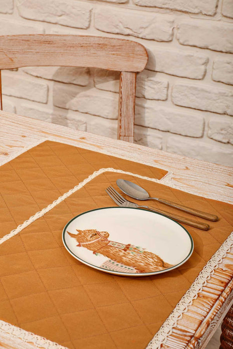 Set of 2 Washable Wipeable Placemats Polyester Table Mats Place mats Easy to Clean for Dining Table Set Kitchen Table,A-1