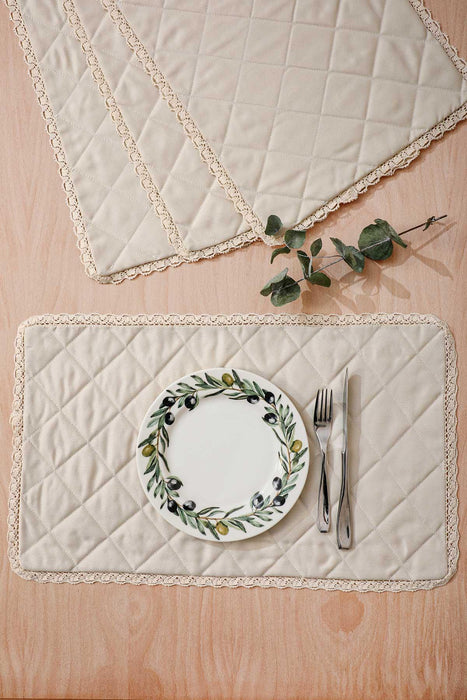 Set of 2 Washable Wipeable Placemats Polyester Table Mats Place mats Easy to Clean for Dining Table Set Kitchen Table,A-1