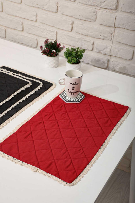 Set of 2 Washable Wipeable Placemats Polyester Table Mats Place mats Easy to Clean for Dining Table Set Kitchen Table,A-1