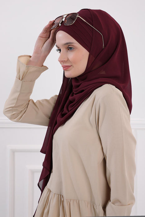 Shawl for Women Chiffon Head Wrap Instant Modesty Turban Cap Instant Scarf,CPS-62