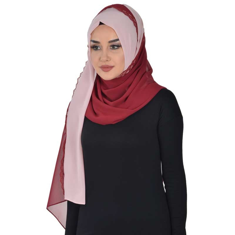 Shawl for Women Chiffon Modesty Instant Turban Cap Hat Head Wrap Ready to Wear Scarf High Quality Chiffon Hijab,PS-23 Powder - Maroon