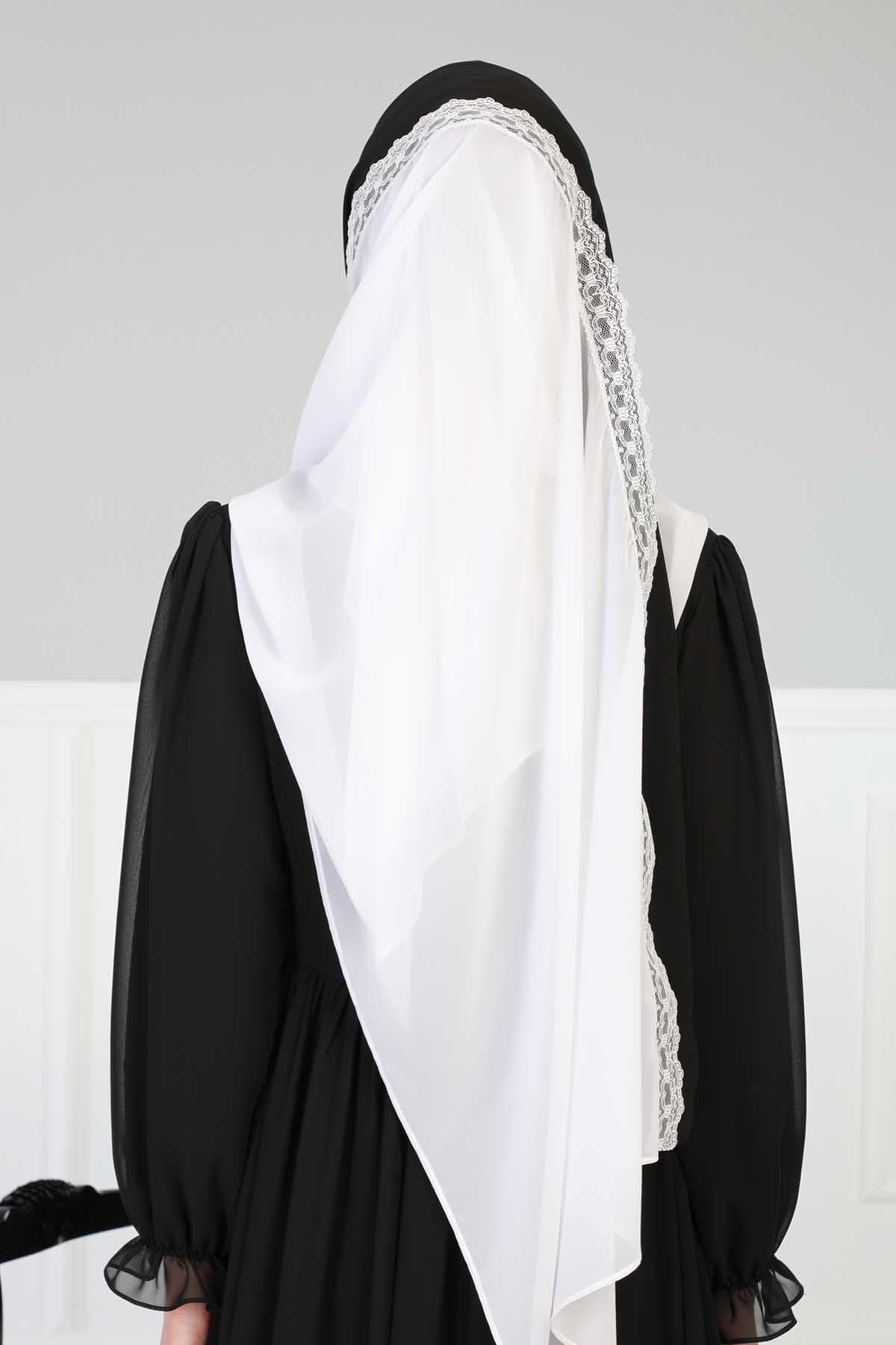 Shawl for Women Chiffon Modesty Instant Turban Cap Hat Head Wrap Ready to Wear Scarf High Quality Chiffon Hijab,PS-23 Black - White