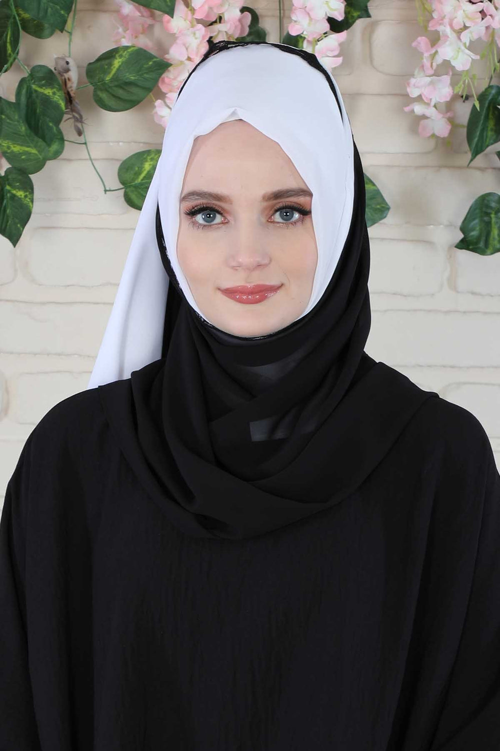 Shawl for Women Chiffon Modesty Instant Turban Cap Hat Head Wrap Ready to Wear Scarf High Quality Chiffon Hijab,PS-23 White - Black