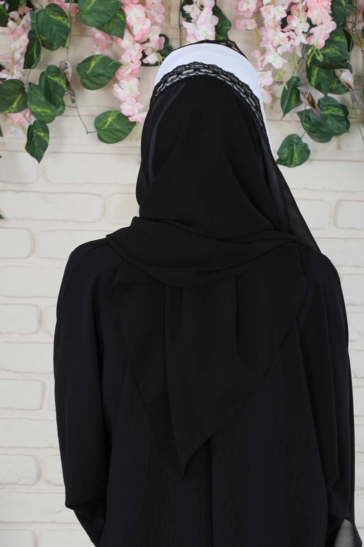 Shawl for Women Chiffon Modesty Instant Turban Cap Hat Head Wrap Ready to Wear Scarf High Quality Chiffon Hijab,PS-23 White - Black