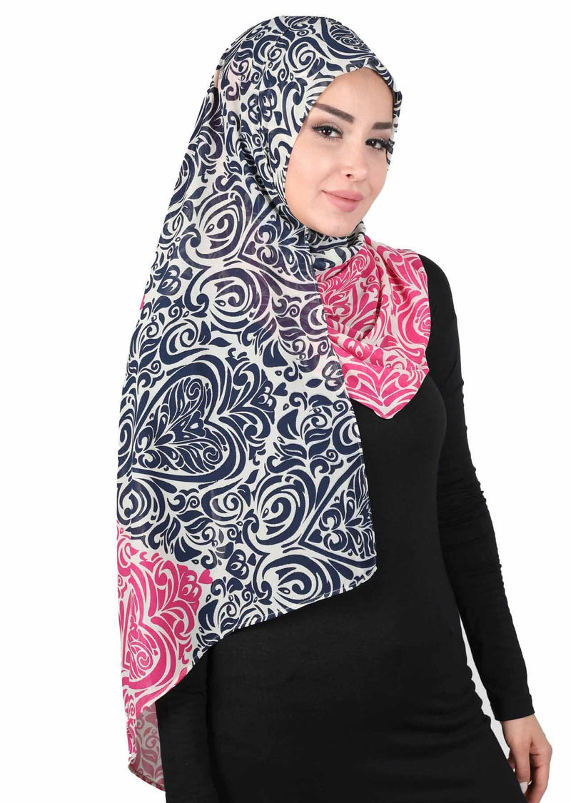 Schal für Damen, Chiffon, bescheiden, Turbanmütze, Kopftuch, tragefertig, Schal, hochwertiger Chiffon-Hijab, PS-11D