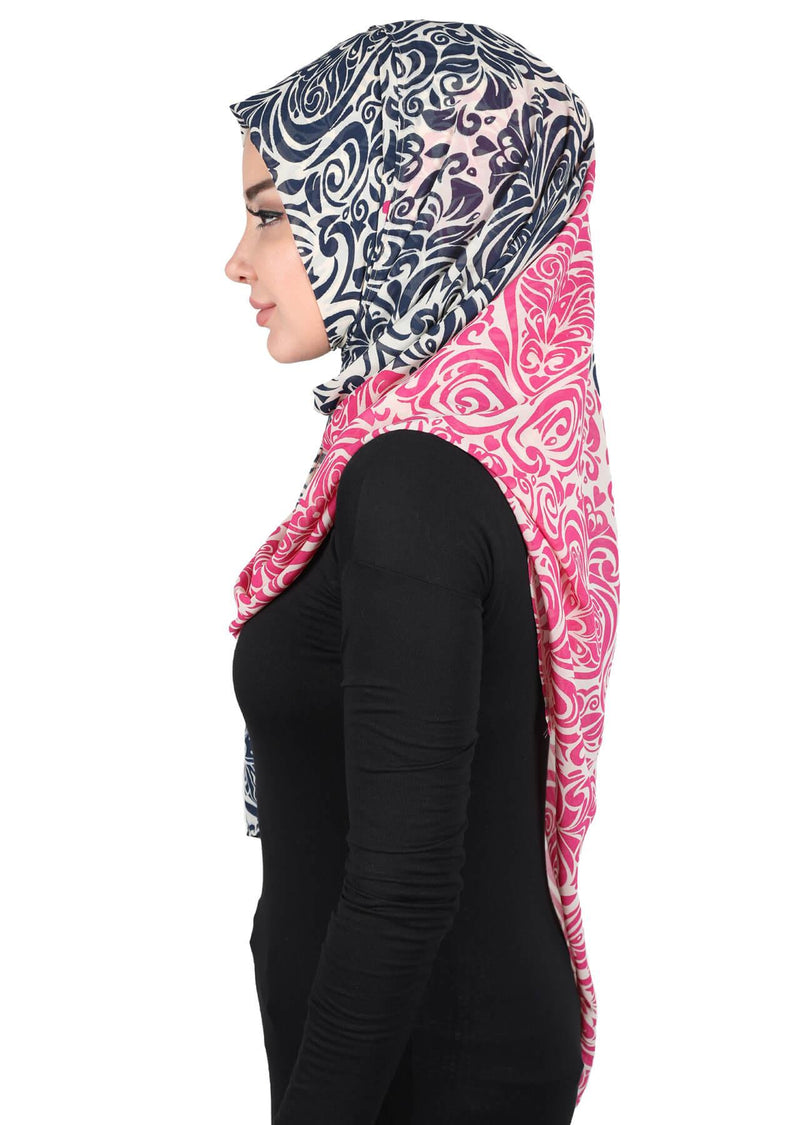 Schal für Damen, Chiffon, bescheiden, Turbanmütze, Kopftuch, tragefertig, Schal, hochwertiger Chiffon-Hijab, PS-11D