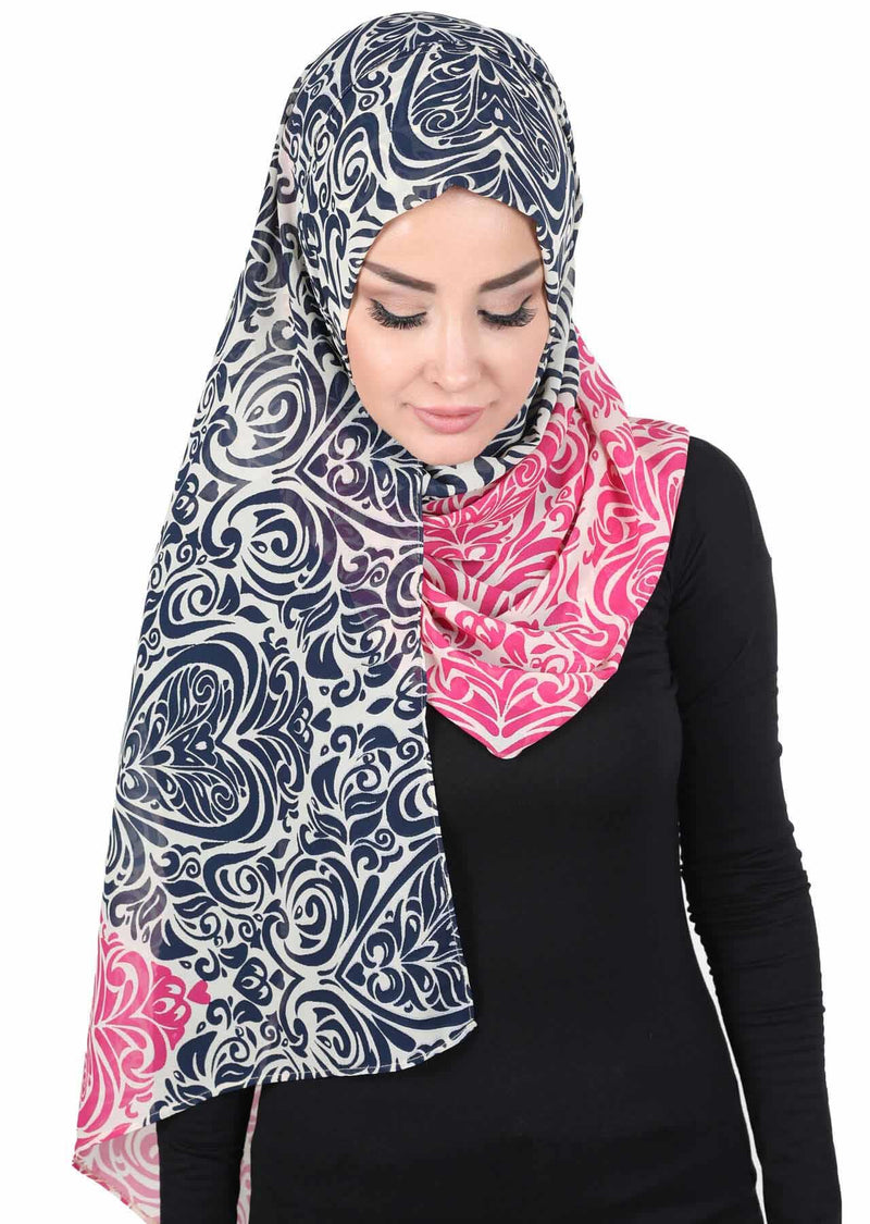 Schal für Damen, Chiffon, bescheiden, Turbanmütze, Kopftuch, tragefertig, Schal, hochwertiger Chiffon-Hijab, PS-11D