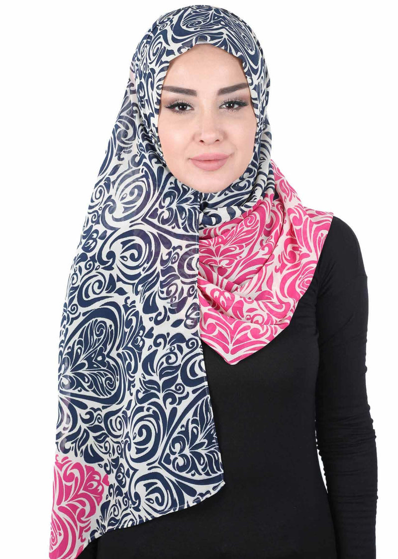 Schal für Damen, Chiffon, bescheiden, Turbanmütze, Kopftuch, tragefertig, Schal, hochwertiger Chiffon-Hijab, PS-11D
