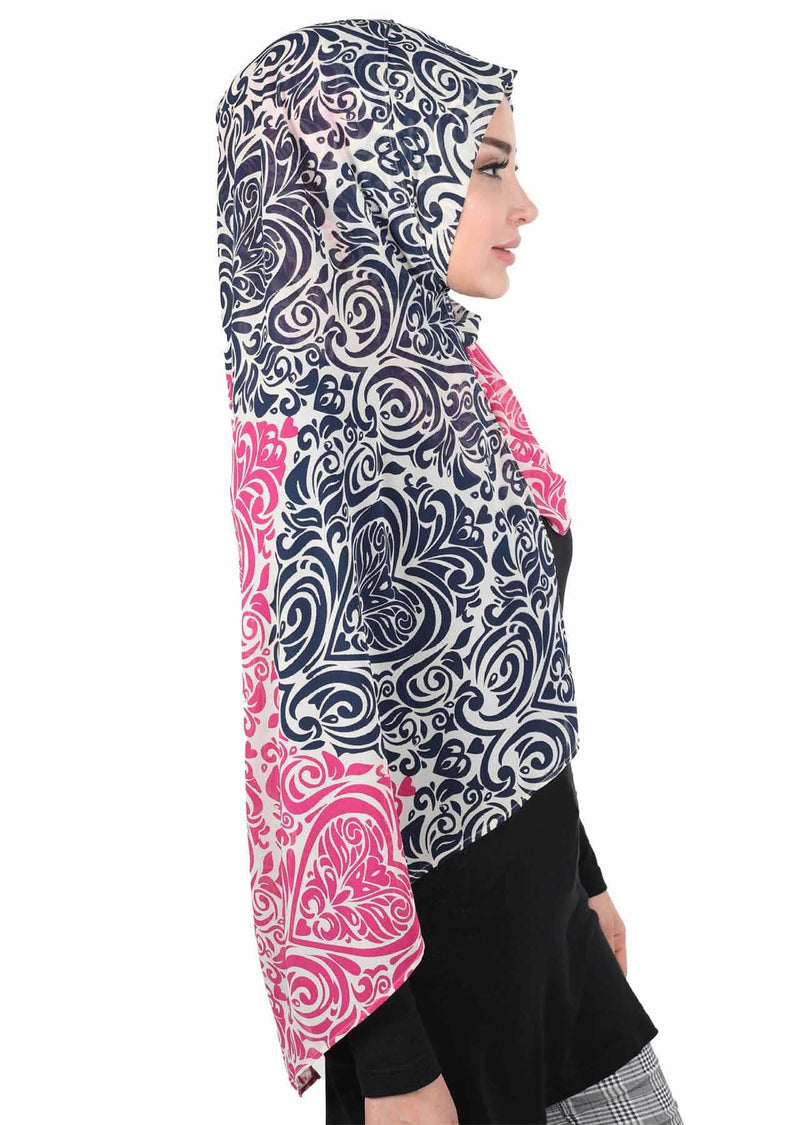 Schal für Damen, Chiffon, bescheiden, Turbanmütze, Kopftuch, tragefertig, Schal, hochwertiger Chiffon-Hijab, PS-11D