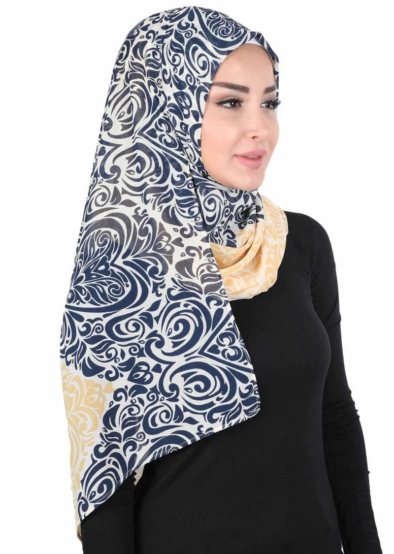 Schal für Damen, Chiffon, bescheiden, Turbanmütze, Kopftuch, tragefertig, Schal, hochwertiger Chiffon-Hijab, PS-11D