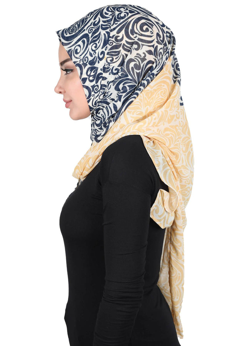 Schal für Damen, Chiffon, bescheiden, Turbanmütze, Kopftuch, tragefertig, Schal, hochwertiger Chiffon-Hijab, PS-11D