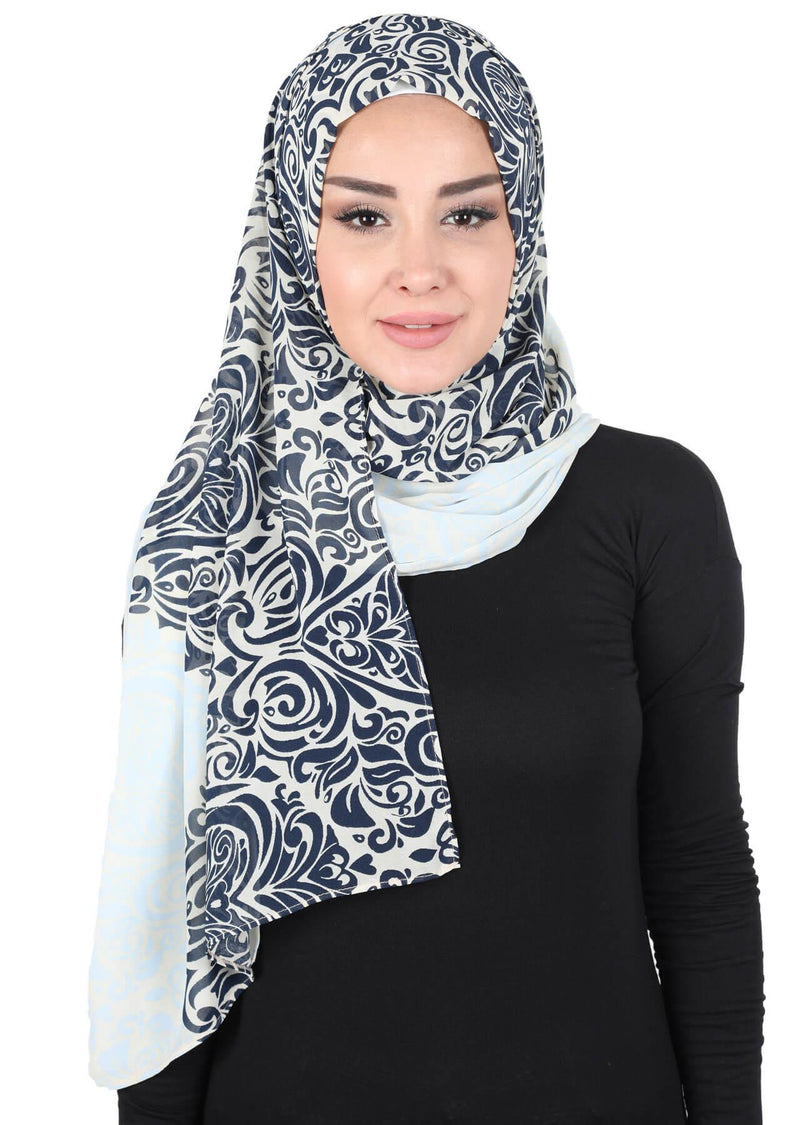 Schal für Damen, Chiffon, bescheiden, Turbanmütze, Kopftuch, tragefertig, Schal, hochwertiger Chiffon-Hijab, PS-11D