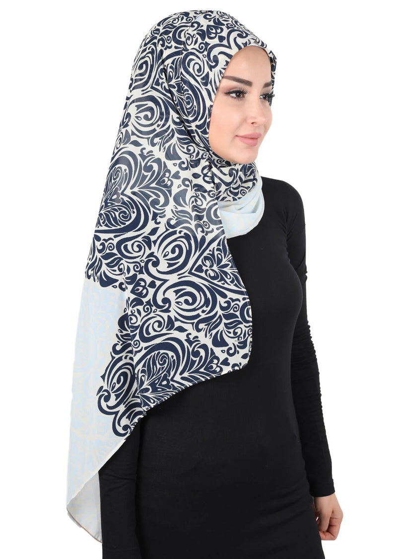 Schal für Damen, Chiffon, bescheiden, Turbanmütze, Kopftuch, tragefertig, Schal, hochwertiger Chiffon-Hijab, PS-11D