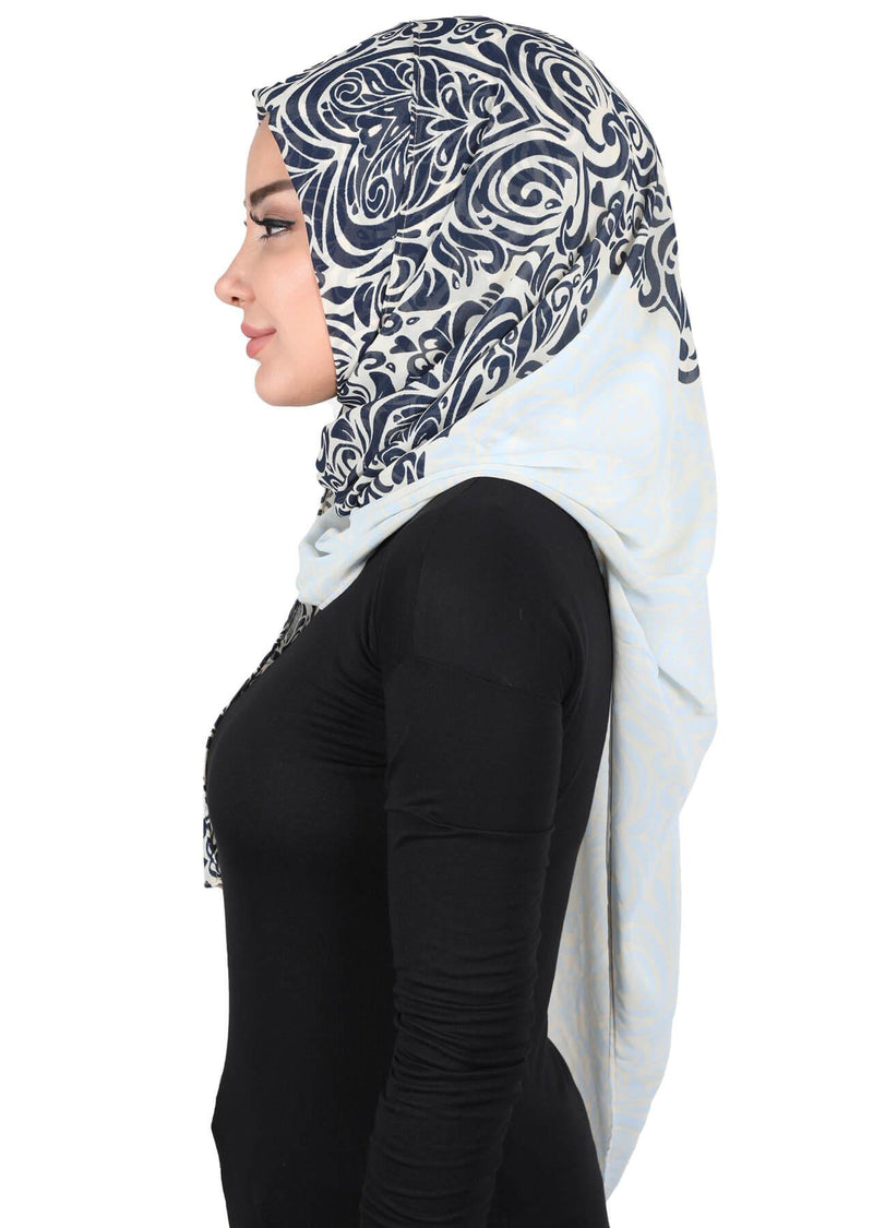 Schal für Damen, Chiffon, bescheiden, Turbanmütze, Kopftuch, tragefertig, Schal, hochwertiger Chiffon-Hijab, PS-11D