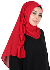 Shawl for Women Chiffon Modesty Instant Turban Cap Hat Head Wrap Ready to Wear Scarf,PS-101 Red