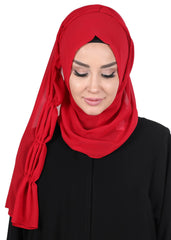 Shawl for Women Chiffon Modesty Instant Turban Cap Hat Head Wrap Ready to Wear Scarf,PS-101 Red