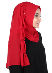 Shawl for Women Chiffon Modesty Instant Turban Cap Hat Head Wrap Ready to Wear Scarf,PS-101 Red