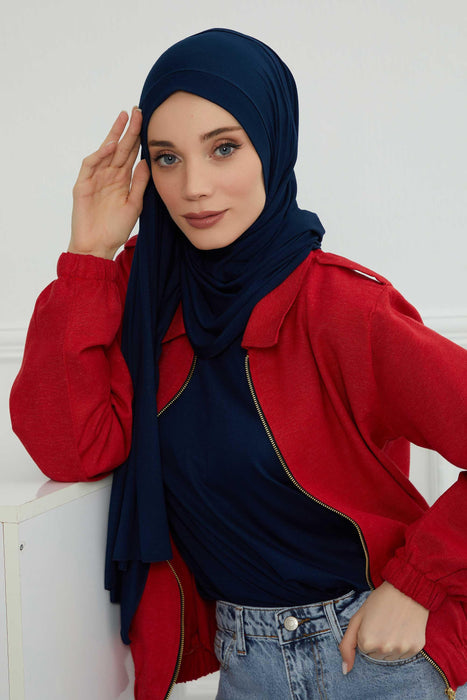Shawl for Women Cotton Modesty Instant Turban Cap Hat Head Wrap Ready to Wear Side Pleated Scarf,PS-17