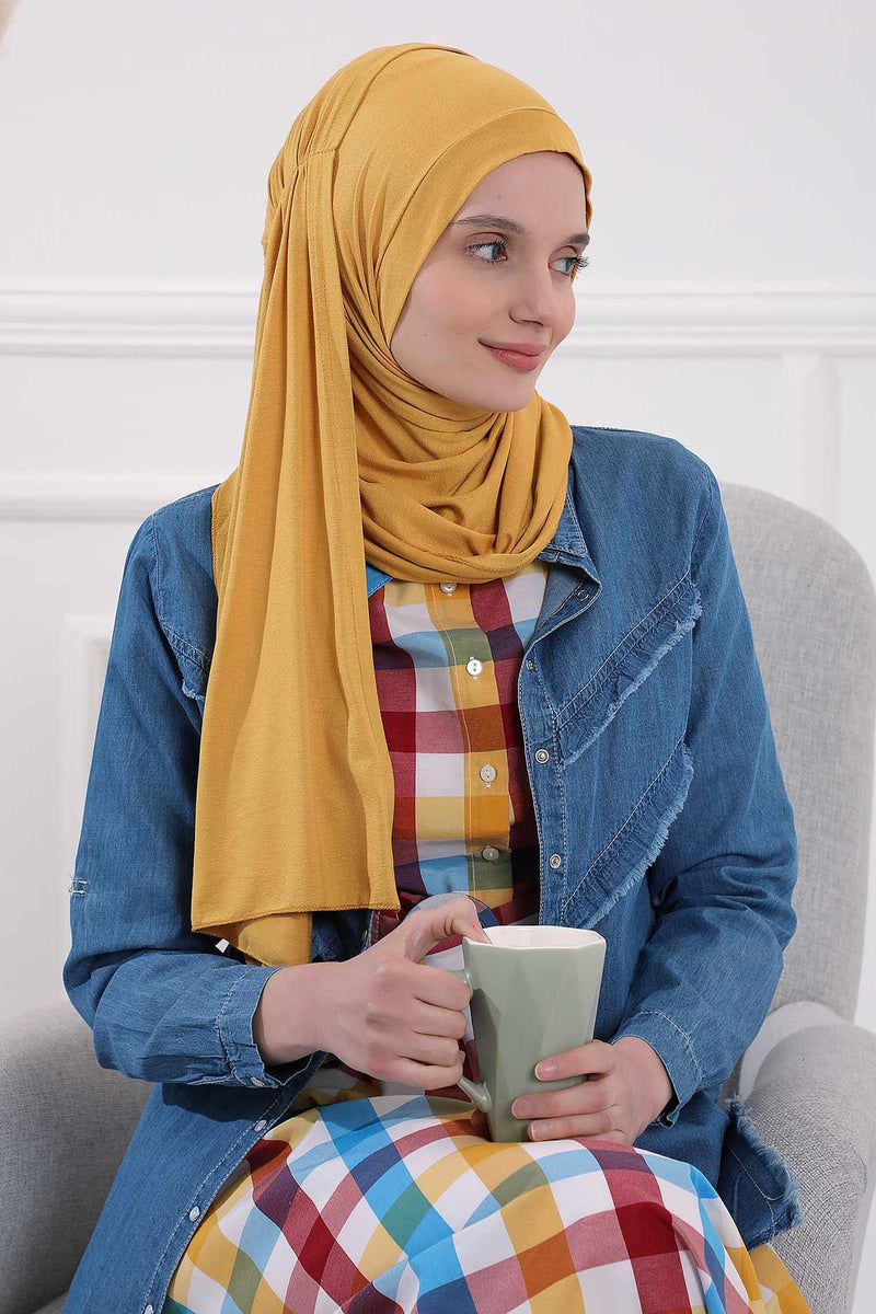 Shawl for Women Cotton Modesty Instant Turban Cap Hat Head Wrap Ready to Wear Side Pleated Scarf,PS-17 Fuchsia