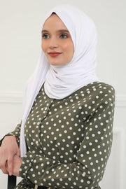 Shawl for Women Cotton Modesty Instant Turban Cap Hat Head Wrap Ready to Wear Side Pleated Scarf,PS-17 White