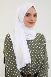 Shawl for Women Cotton Modesty Instant Turban Cap Hat Head Wrap Ready to Wear Side Pleated Scarf,PS-17 White