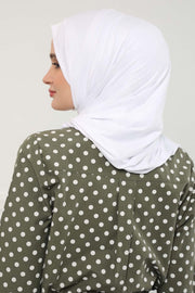 Shawl for Women Cotton Modesty Instant Turban Cap Hat Head Wrap Ready to Wear Side Pleated Scarf,PS-17 White