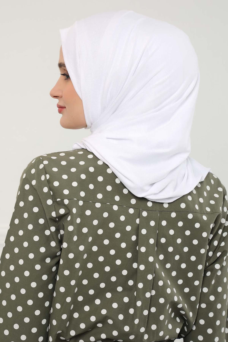 Shawl for Women Cotton Modesty Instant Turban Cap Hat Head Wrap Ready to Wear Side Pleated Scarf,PS-17 White